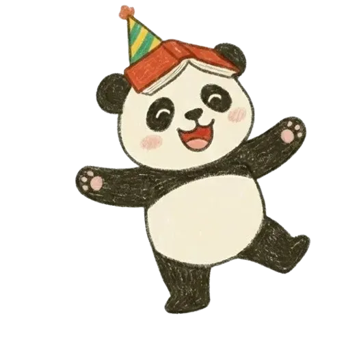 本を頭にのせたパンダ