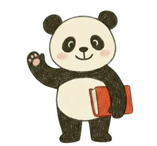 片手を挙げて挨拶しているパンダ