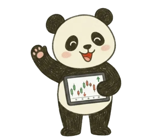 チャートを分析しているパンダ