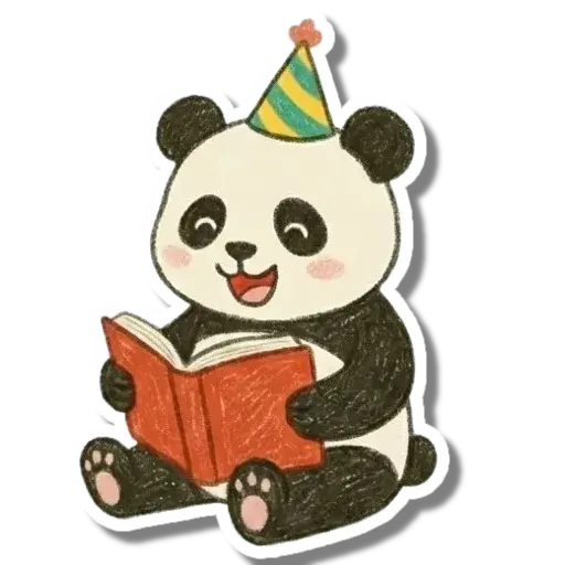 頭に三角帽子を被って嬉しそうにFXの辞書を読んでいるパンダのイラスト