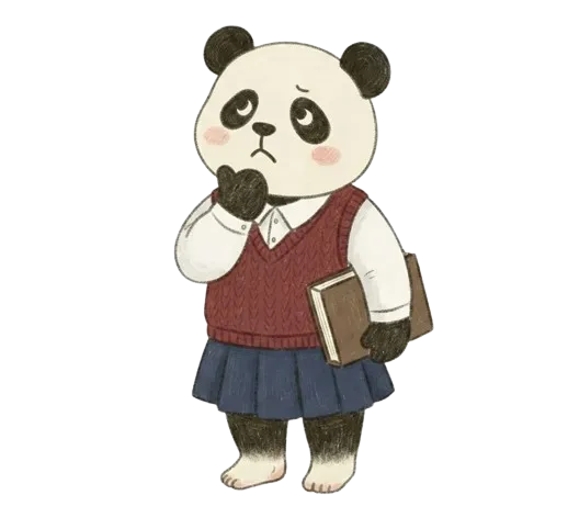 質問するパンダの生徒